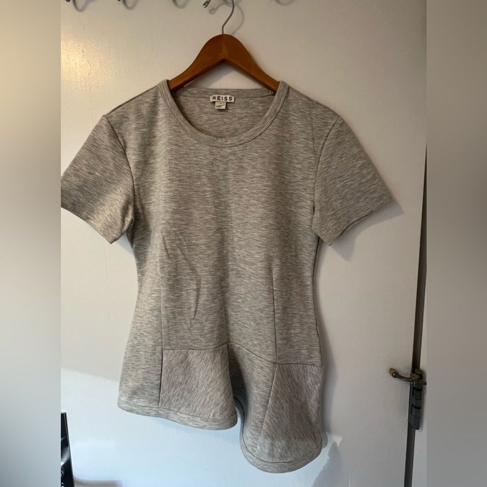 Reiss Asymmetrical Gray Short Sleeve Top - Picture 6 of 6